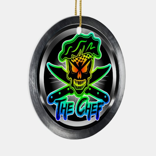 Neon Chef Skull Keramisch Ornament (Rechts)