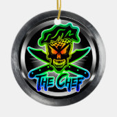 Neon Chef Skull Keramisch Ornament (Voorkant)