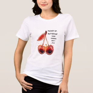 Neon Cherries Pucker Up, Buttercup Tri-Blend Shirt