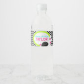 Neon Chevron Bowling Verjaardag Waterfles Labels Waterfles Etiket (Voorkant)