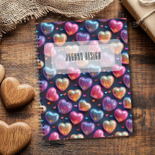 Neon Chic Puffy Valentijnshart Marineblauw Notitieboek
