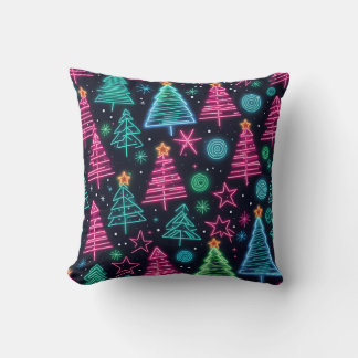 Neon Christmas Trees Coussin à double face