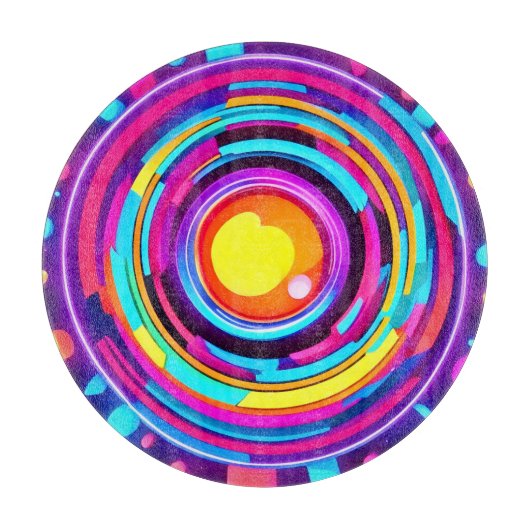 Neon Circle Vortex Pattern Snijplank (Voorkant)