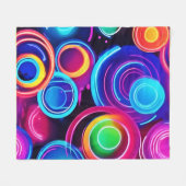 Neon Circles Abstracte kunst Fleece Deken (Voorkant (Horizontaal))