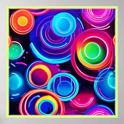 Neon Circles Abstracte kunst Poster (Voorkant)