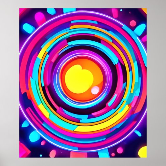 Neon Cirkel Vortex Patroon Poster (Voorkant)