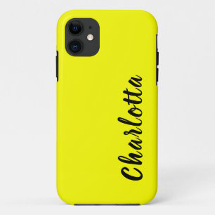 Neon Citroen Solid Color Aangepast aanpassen iPhone 11 Hoesje