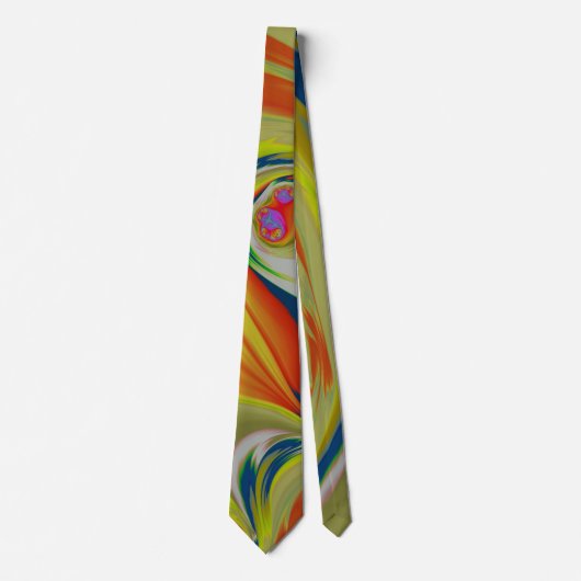 Neon Citrus Colors Painterly Fractal Abstract Stropdas (Voorkant)