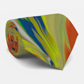 Neon Citrus Colors Painterly Fractal Abstract Stropdas (Opgerold)