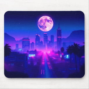 Neon City Synthwave Sunset XL Gaming Bureaumat Muismat