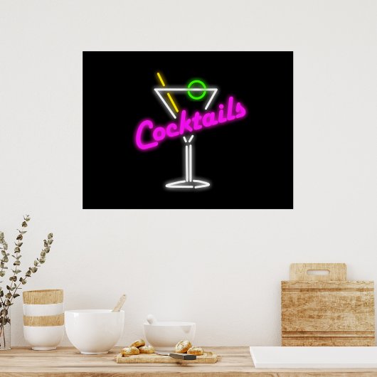 Neon Cocktail-bord Poster (Keuken)