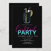 Neon Cocktail Mojito Art Party - Uitnodiging (Voorkant / Achterkant)