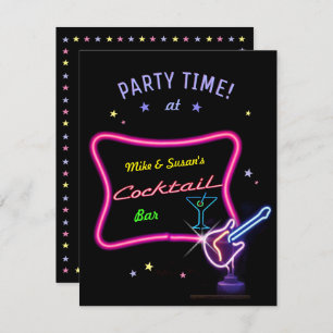 Neon Cocktail Party (aanpasbaar) Kaart