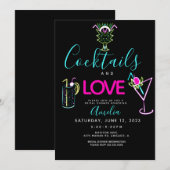 Neon Cocktails Art nuptiale douche Invitation (Devant / Derrière)