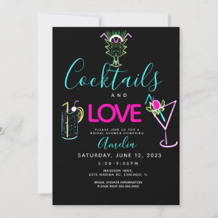 Neon Cocktails Art nuptiale douche Invitation