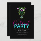 Neon Cocktails Art Party - Uitnodiging (Voorkant / Achterkant)
