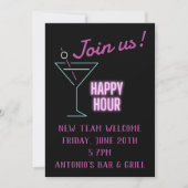 Neon Cocktails Happy Hour Invitations (Devant)
