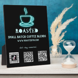 Neon Coffee Cup Sociale media QR-codes Fotoplaat