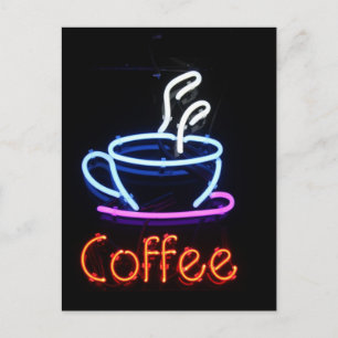 Neon Coffee Sign on Black Briefkaart