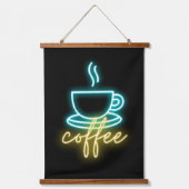 Neon Coffee-symbool en tekst Hangend Wandkleed (Voorkant)