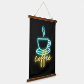 Neon Coffee-symbool en tekst Hangend Wandkleed (Gebogen)