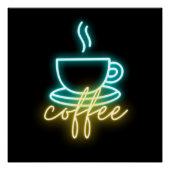 Neon Coffee-symbool en tekst Perfect Poster (Voorkant)