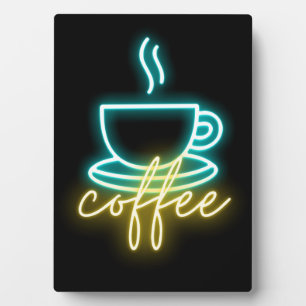 Neon Coffee Symbool en teksttabletop Fotoplaat