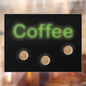 Neon Coffee-teken drie Cups-venster Raamsticker (Vel 2)