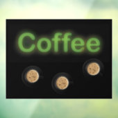 Neon Coffee-teken drie Cups-venster Raamsticker (Vel 3)