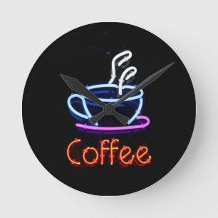Neon Coffee-teken Ronde Klok