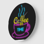 NEON COFFEE WALL CLOCK GROTE KLOK (Hoek)