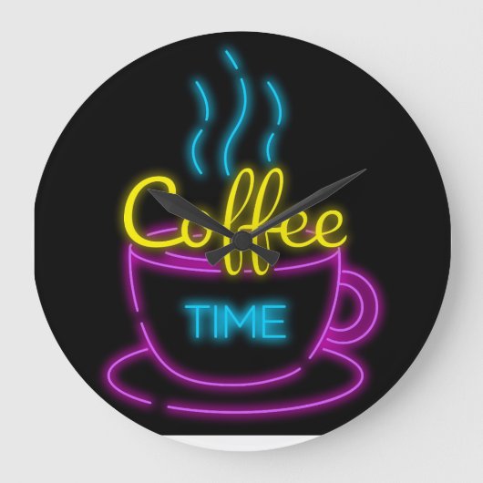 NEON COFFEE WALL CLOCK GROTE KLOK (Voorkant)