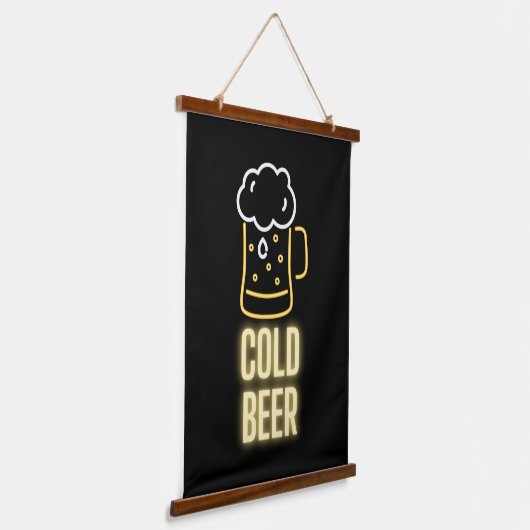 Neon Cold Beer Mok Hangend Wandkleed (Gebogen)