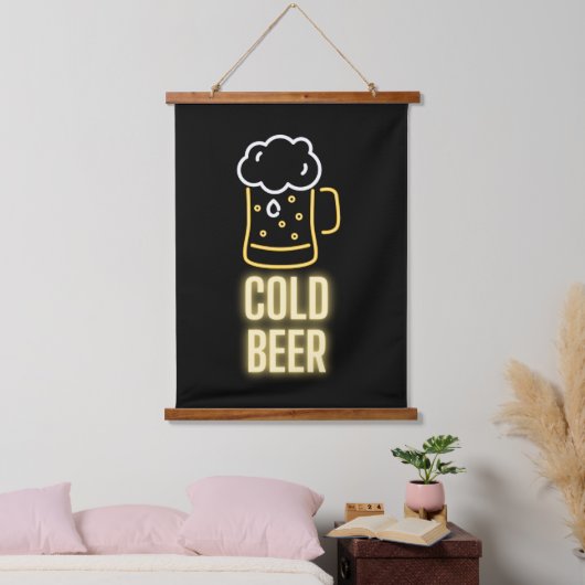 Neon Cold Beer Mok Hangend Wandkleed (Slaapkamer)