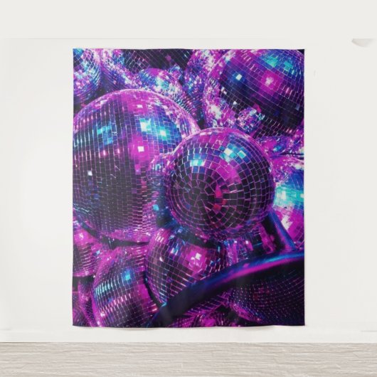 Neon Color Disco Ball Tapestry Wandkleed (Voorkant)
