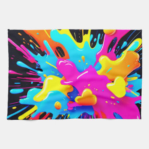 Neon Color Splash Art Theedoek