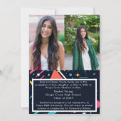 Neon coloré 80s Retro Graduation Faire-part (Dos)