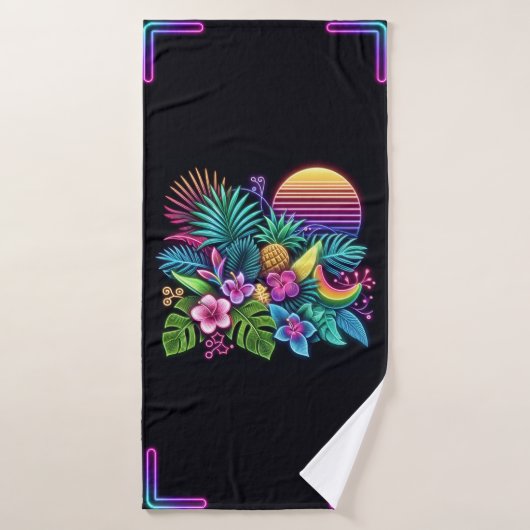 Néon coloré tropical/hawaïen (Serviette de bain)