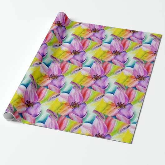 Neon Colored Lily Flower Cadeaupapier (Uitgerold)
