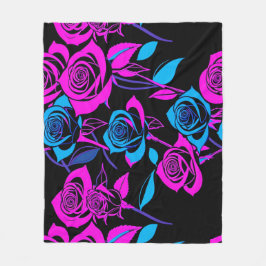 Neon Colored Roses Fleece Deken