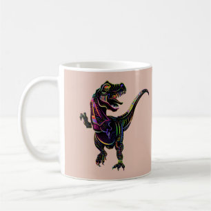 Neon Colored Tyrannosaurus Rex Dinosaur Koffiemok