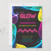 Neon Colorful Glow Invitation Anniversaire (Devant)