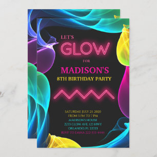 Neon Colorful Glow Invitation Anniversaire