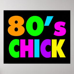 Neon Colors 80's Chick Poster
