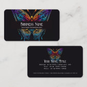 Neon Colors  Butterfly Black Visitekaartje (Voorkant / Achterkant)