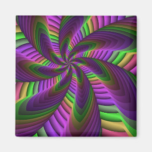 Neon Colors Flash Crazy Colorful Fractal Patroon Magneet