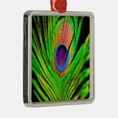 Neon Colors Peacock Feather Metalen Ornament (Rechts)