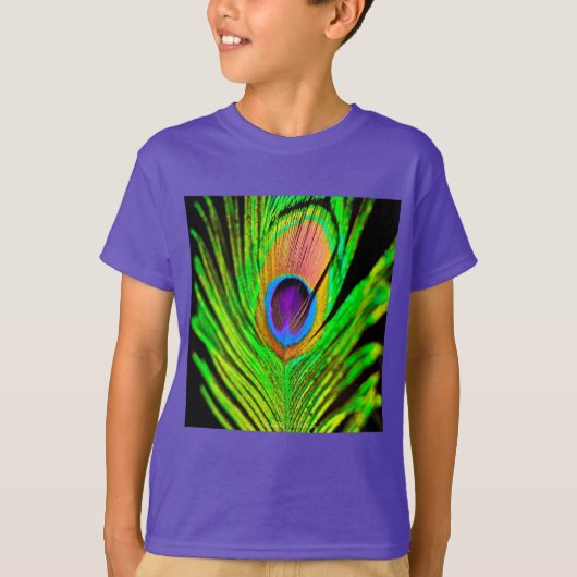 Neon Colors Peacock Feather T-shirt (Voorkant)