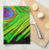 Neon Colors Peacock Feather Theedoek (Quarter Fold)