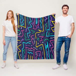 Neon Contrast Space Art Fleece Deken